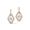 BELL 18K DIAMOND AND ROCK CRYSTAL HEXAGON EARRINGS