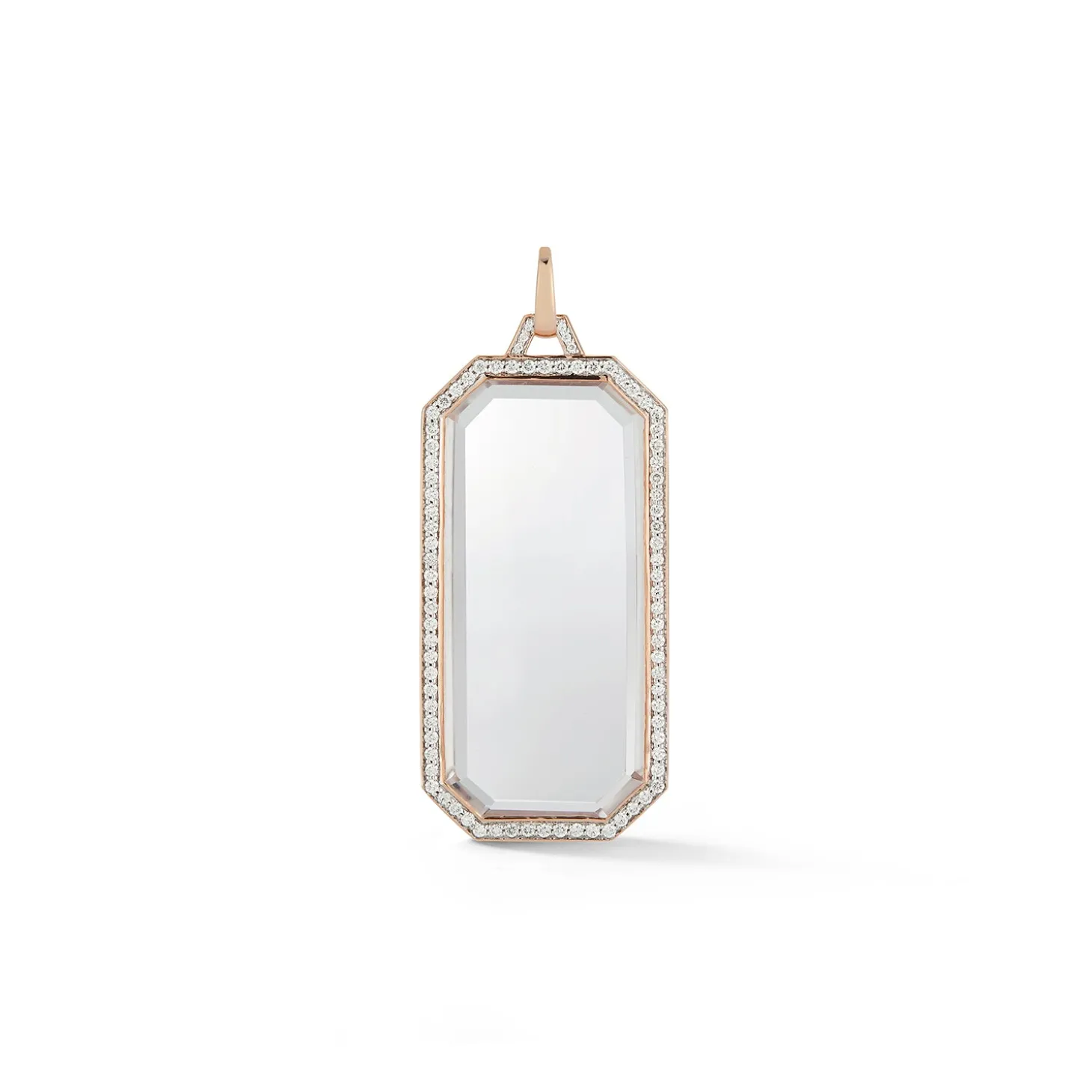BELL 18K DIAMOND ROCK CRYSTAL RECTANGULAR TABLET CHARM
