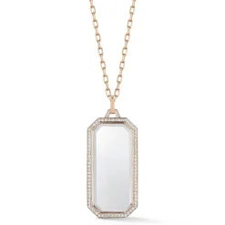 BELL 18K DIAMOND ROCK CRYSTAL RECTANGULAR TABLET CHARM