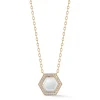 BELL 18K GOLD AND DIAMOND HEXAGON ROCK CRYSTAL PENDANT