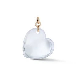 BELL 18K GOLD, DIAMOND AND ROCK CRYSTAL HEART CHARM