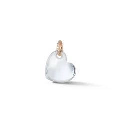 BELL 18K GOLD, DIAMOND AND ROCK CRYSTAL MINI HEART CHARM