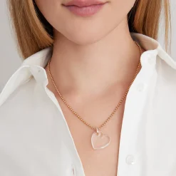 BELL 18K GOLD, DIAMOND AND ROCK CRYSTAL MINI HEART CHARM