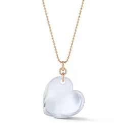 BELL 18K GOLD, DIAMOND AND ROCK CRYSTAL HEART CHARM