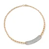 CARRINGTON 18K GOLD AND ALL DIAMOND OFF CENTERED ID BAR NECKLACE