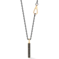 CARRINGTON STERLING SILVER, BLACK RHODIUM CABLE CHAIN NECKLACE WITH 18K CLASP