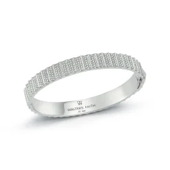 CII PLATINUM ALL DIAMOND FLUTED BANGLE BRACELET