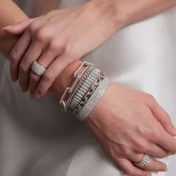 CII PLATINUM ALL DIAMOND FLUTED BANGLE BRACELET