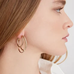 CLIVE 18K AND DIAMOND TRIPLE HOOP EARRINGS