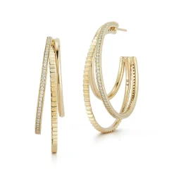 CLIVE 18K AND DIAMOND TRIPLE HOOP EARRINGS