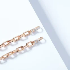 CLIVE 18K GOLD CHAIN LINK BRACELET WITH DIAMOND LOBSTER CLASP