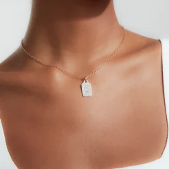 DORA 18K GOLD ALL DIAMOND RECTANGULAR TABLET CHARM