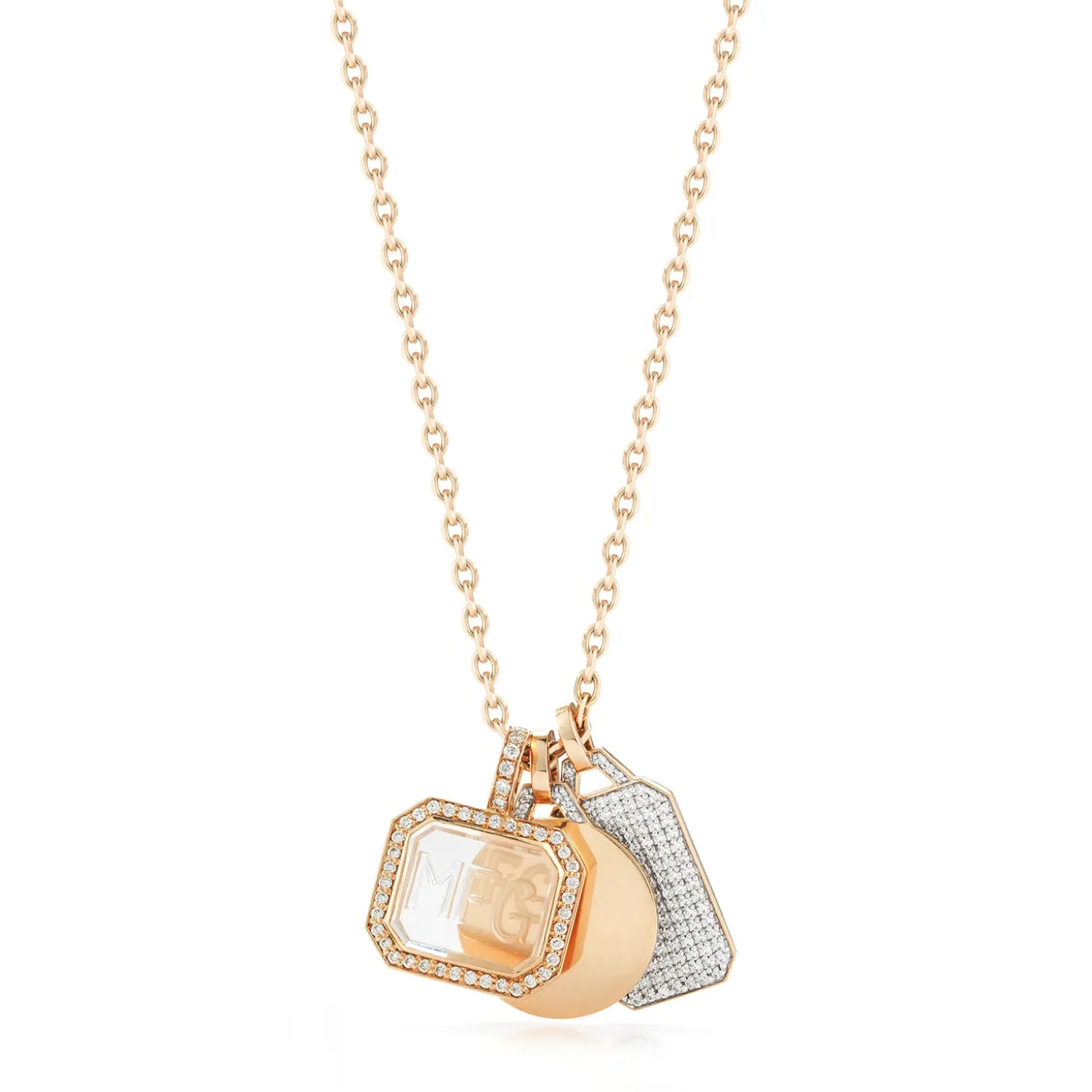 DORA 18K GOLD ALL DIAMOND RECTANGULAR TABLET CHARM