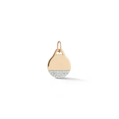 DORA 18K GOLD AND 1/3 DIAMOND BOTTOM SMALL DISC CHARM