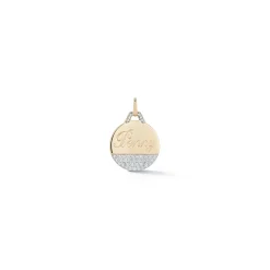DORA 18K GOLD AND 1/3 DIAMOND BOTTOM DISC CHARM
