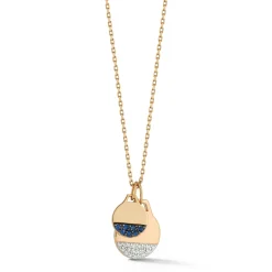 DORA 18K GOLD AND 1/3 DIAMOND BOTTOM SMALL DISC CHARM