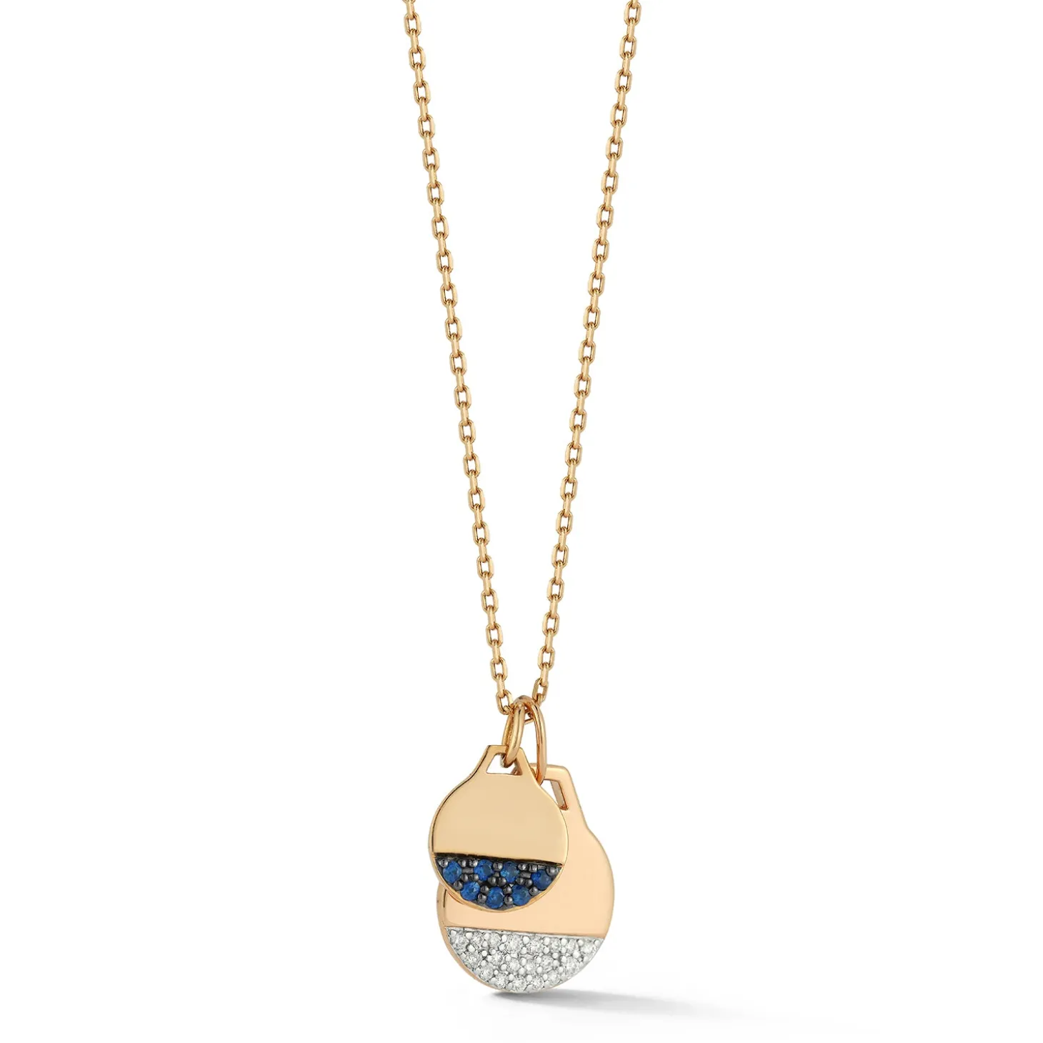 DORA 18K GOLD AND 1/3 DIAMOND BOTTOM SMALL DISC CHARM
