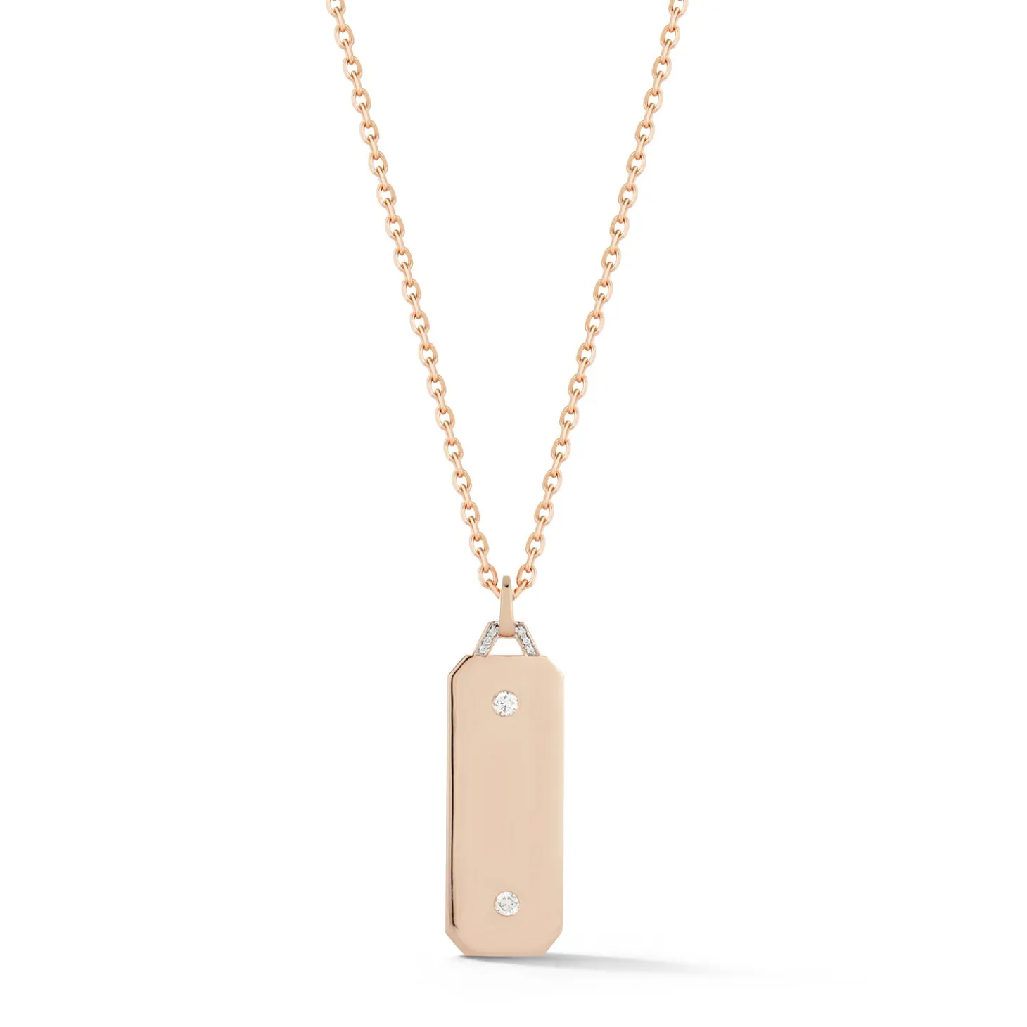DORA 18K GOLD AND DIAMOND MEDIUM 1.25" L RECTANGULAR TABLET CHARM WITH 2 RBC STONES