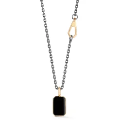 DORA 18K ROSE GOLD AND BLACK SPINEL TABLET PENDANT