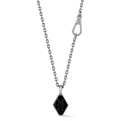 DORA STERLING SILVER, BLACK RHODIUM AND BLACK SPINEL ORIGAMI PENDANT