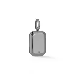 DORA STERLING SILVER, BLACK RHODIUM AND BLACK SPINEL TABLET PENDANT