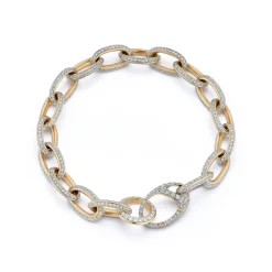 GARNETT 18K GOLD ALL DIAMOND CHAIN LINK BRACELET WITH DIAMOND OVAL CLASP