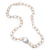 GARNETT 18K GOLD AND DIAMOND LARGE OVAL LINK NECKLACE