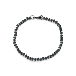GARNETT STERLING SILVER, BLACK RHODIUM AND LAVA BEAD BRACELET