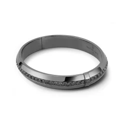 GRANT 18K BLACK GOLD AND BLACK DIAMOND ANGLED BANGLE BRACELET