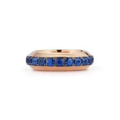GRANT 18K GOLD AND BLUE SAPPHIRE ANGLED BAND RING