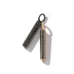 GRANT 18K ROSE GOLD, BLACK RHODIUM AND BLACK DIAMOND HEXAGON BAR PENDANT
