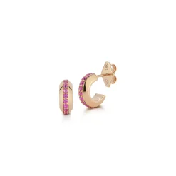 GRANT 18K SAPPHIRE KNIFE EDGE HUGGIE EARRINGS