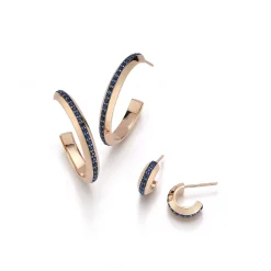 GRANT 18K SAPPHIRE KNIFE EDGE HUGGIE EARRINGS