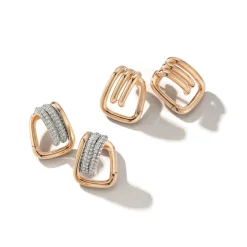 HUXLEY 18K AND DIAMOND COIL LINK HUGGIES