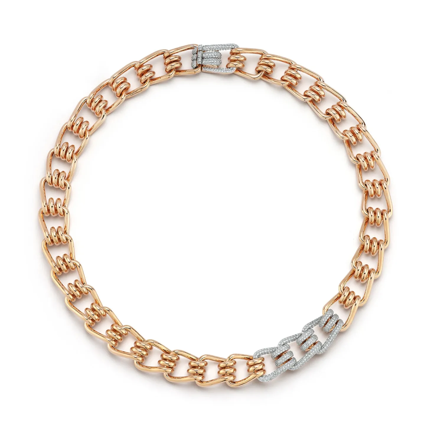HUXLEY 18K GOLD AND DIAMOND COIL LINK NECKLACE