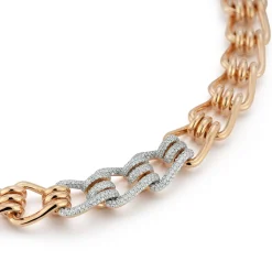 HUXLEY 18K GOLD AND DIAMOND COIL LINK NECKLACE