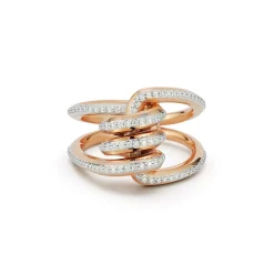 HUXLEY 18K GOLD AND DIAMOND SINGLE COIL LINK RING