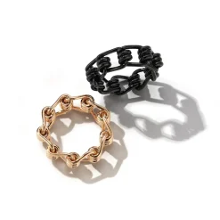 HUXLEY 18K ROSE GOLD COIL LINK MEN'S RING