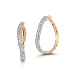 JULIAN 18K GOLD AND DIAMOND CURVED HOOP EARRINGS