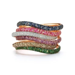 JULIAN 18K GOLD AND PINK SAPPHIRE WAVE BRACELET
