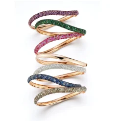JULIAN 18K GOLD AND PINK SAPPHIRE WAVE BRACELET