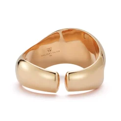 JULIAN 18K GOLD WIDE WAVE CUFF WITH BURNISHED DIAMONDS