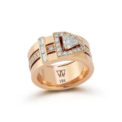 KEYNES 18K GOLD AND DIAMOND BUCKLE RING