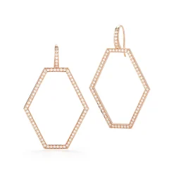 KEYNES 18K MEDIUM OPEN HEXAGON DIAMOND EARRINGS