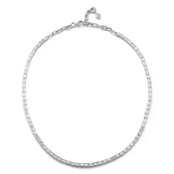 KEYNES 18K WHITE GOLD AND BAGUETTE DIAMOND TENNIS NECKLACE