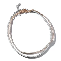 KEYNES 18K WHITE GOLD AND BAGUETTE DIAMOND TENNIS NECKLACE