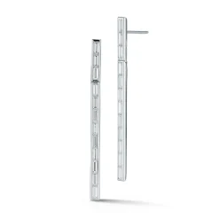 KEYNES 18K WHITE GOLD AND WHITE BAGUETTE DIAMOND DROP EARRINGS