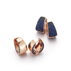 LYTTON 18K AND ALL BLUE SAPPHIRE TAPERING HOOP EARRINGS