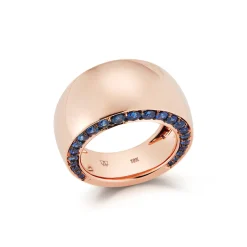 LYTTON 18K BOMBE RING WITH BLUE SAPPHIRE EDGES