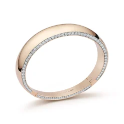 LYTTON 18K GOLD AND DIAMOND EDGE BOMBE BANGLE BRACELET